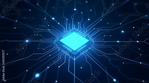 Futuristic glowing circuit board. Abstract technology background. Best for tech, innovation, and digital concepts.