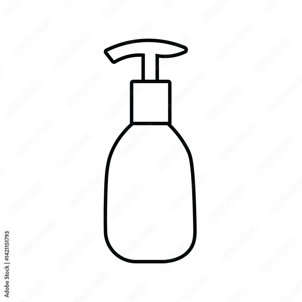 Soap dispenser line icon, cosmetic bottle outline vector illustration, hand soap lotion or shampoo bottle, hand pump bottle isolated on white background
