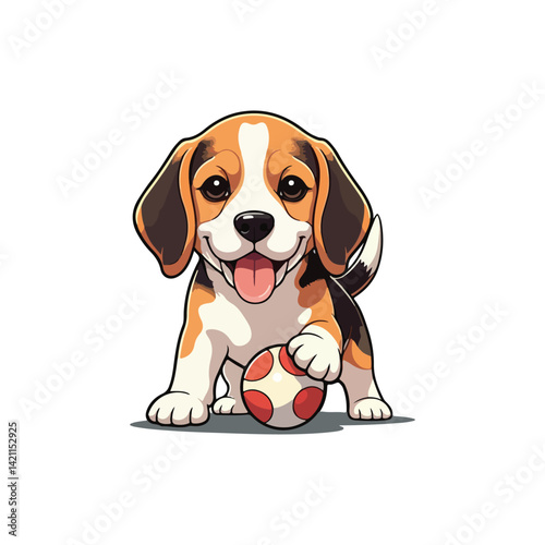 Cute Beagle Dog Sitting Cartoon Vector Icon Illustration Animal Nature Icon Isolated Flat Vector