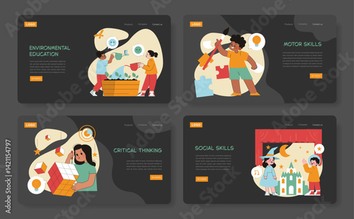Preschool Education. Flat Vector Illustration
