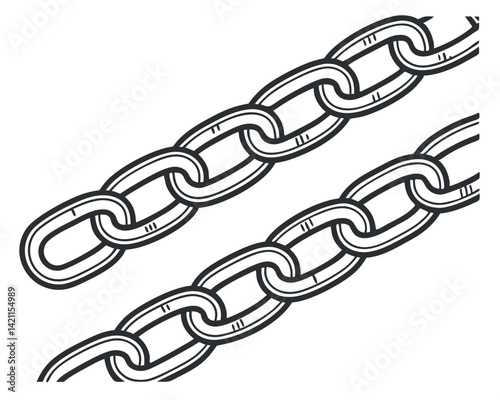 Detailed Line Art Illustration of Parallel Metal Chains