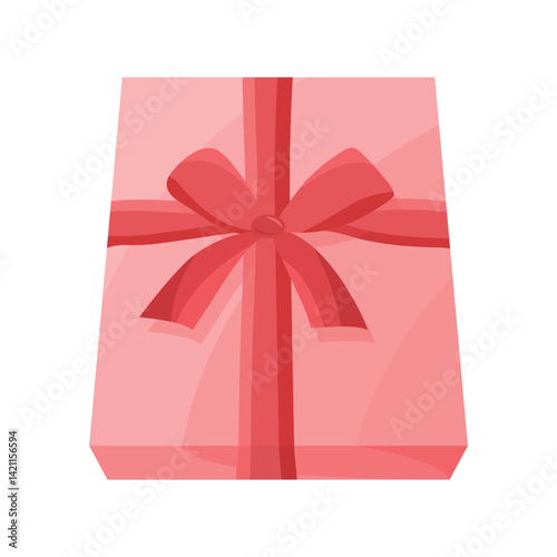 Vector illustration of gift on white background. Christmas, birthday present, Valentine's Day gift box elements.
