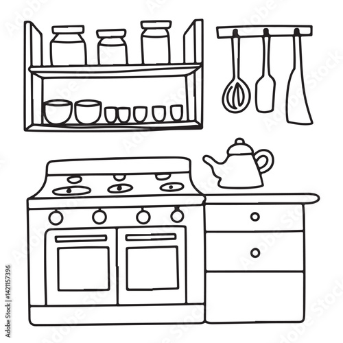 Cozy space coloring pages, bold and easy coloring pages, space coloring page, line art, victor illustration, black & white design, bold & easy coloring book, background