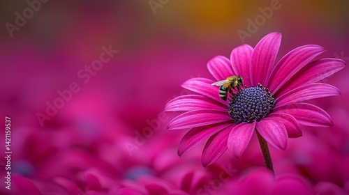 A bee is sitting on a pink flower