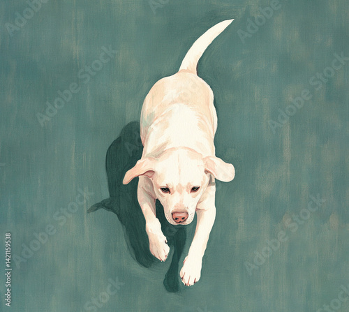 Illustration of a Puppy Dog from Above. Generative AI