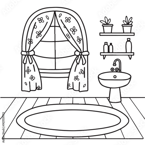 Cozy space coloring pages, bold and easy coloring pages, space coloring page, line art, victor illustration, black & white design, bold & easy coloring book, background