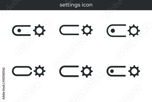 Toggle switches and gear combination representing settings icon on white background