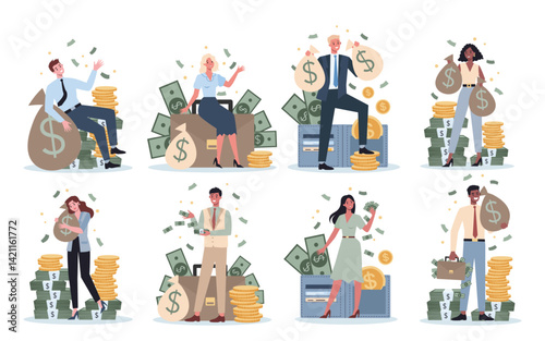 Wealthy people are surrounded by money