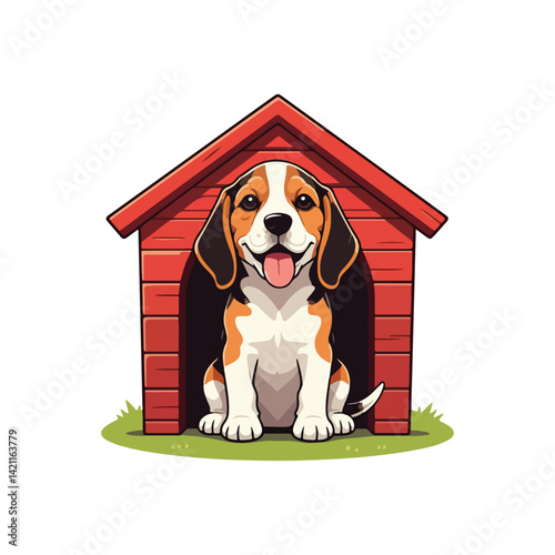 Cute Beagle Dog Sitting Cartoon Vector Icon Illustration Animal Nature Icon Isolated Flat Vector