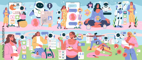 AI Pregnancy Counselor. Flat Vector Illustration