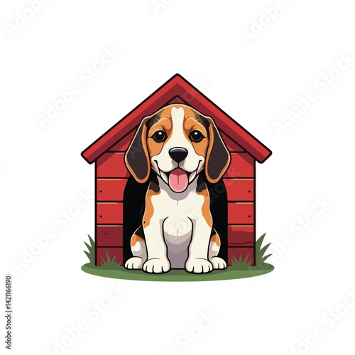 Cute Beagle Dog Sitting Cartoon Vector Icon Illustration Animal Nature Icon Isolated Flat Vector