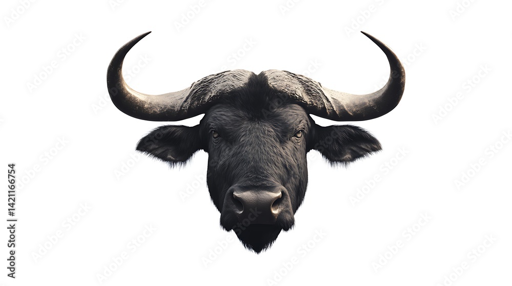 Naklejka premium Cape Buffalo Head with Isolated White.