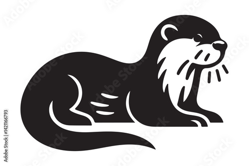 Cute Silhouette Otter Vector Playful Sea Creature Illustration