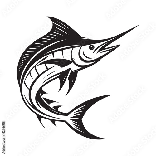 Striking marlin silhouette illustration powerful oceanic sport fish vector