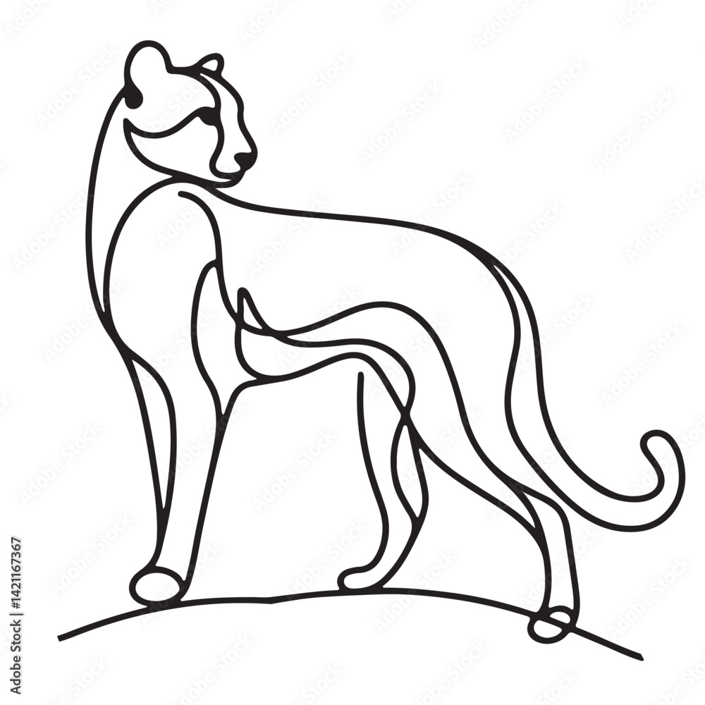 Obraz premium Minimalist Line Art Puma Illustration for Modern Graphic Design Elements