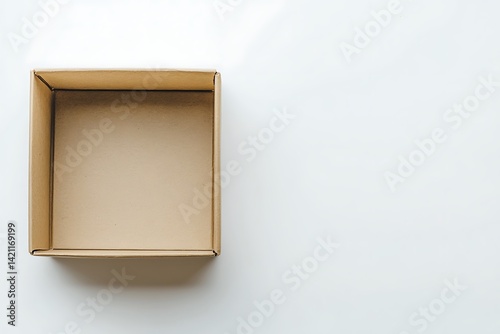 Open Brown Cardboard Box Isolated On White Background Top View with Copy Space