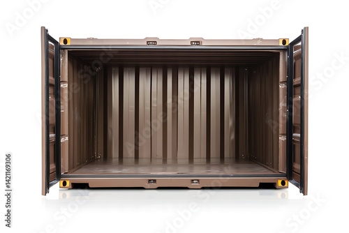 Obraz na płótnie Open Brown Shipping Container On White Background Isolated for Transport w salonie