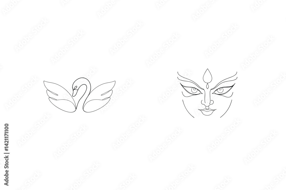 Elegant Swan And Divine Face Artwork Minimalist Vector Line Art Design Elegant Swan And Divine Face Artwork Minimalist Vector Line Art Design