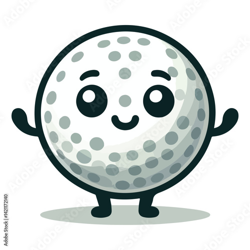Happy cartoon golf ball vector illustration cheerful sports character