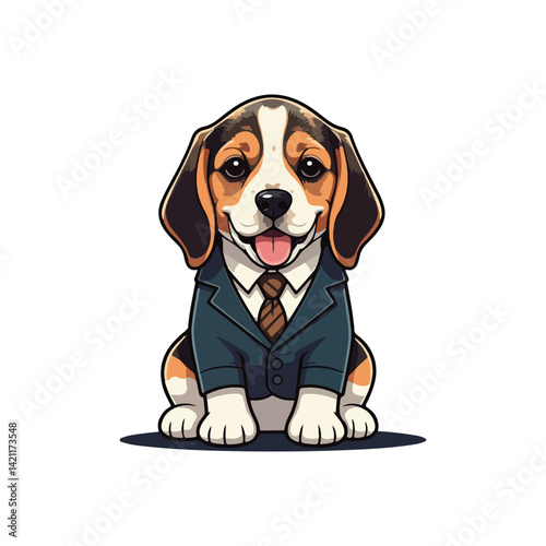 Cute Beagle Dog Sitting Cartoon Vector Icon Illustration Animal Nature Icon Isolated Flat Vector