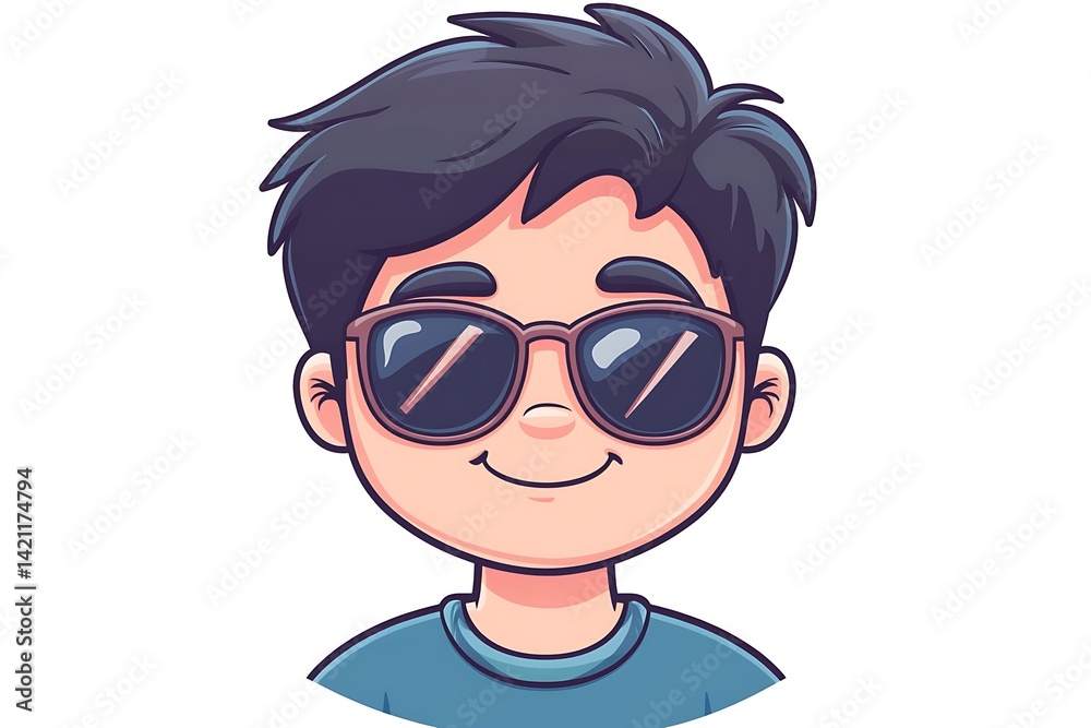 Pixelated Portrait Of A Young Man Wearing Sunglasses And Smiling Against White Background