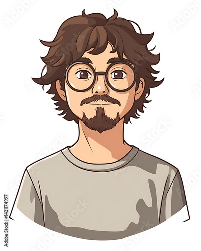 Obraz na płótnie Pixelated Portrait Of A Young Man With Glasses And Brown Hair In A Gray T-Shirt w salonie