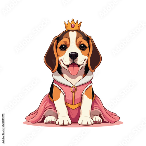 Cute Beagle Dog Sitting Cartoon Vector Icon Illustration Animal Nature Icon Isolated Flat Vector