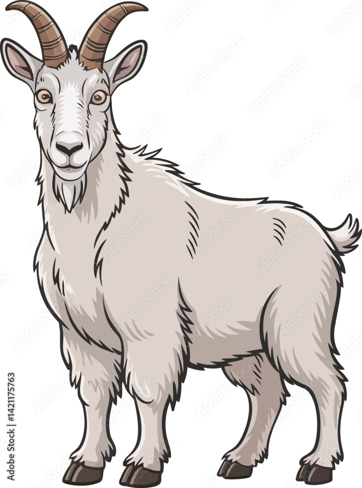 Fototapeta premium Cute cartoon a illustrator vector Mountain goat