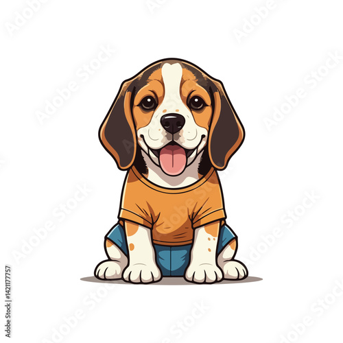 Cute Beagle Dog Sitting Cartoon Vector Icon Illustration Animal Nature Icon Isolated Flat Vector