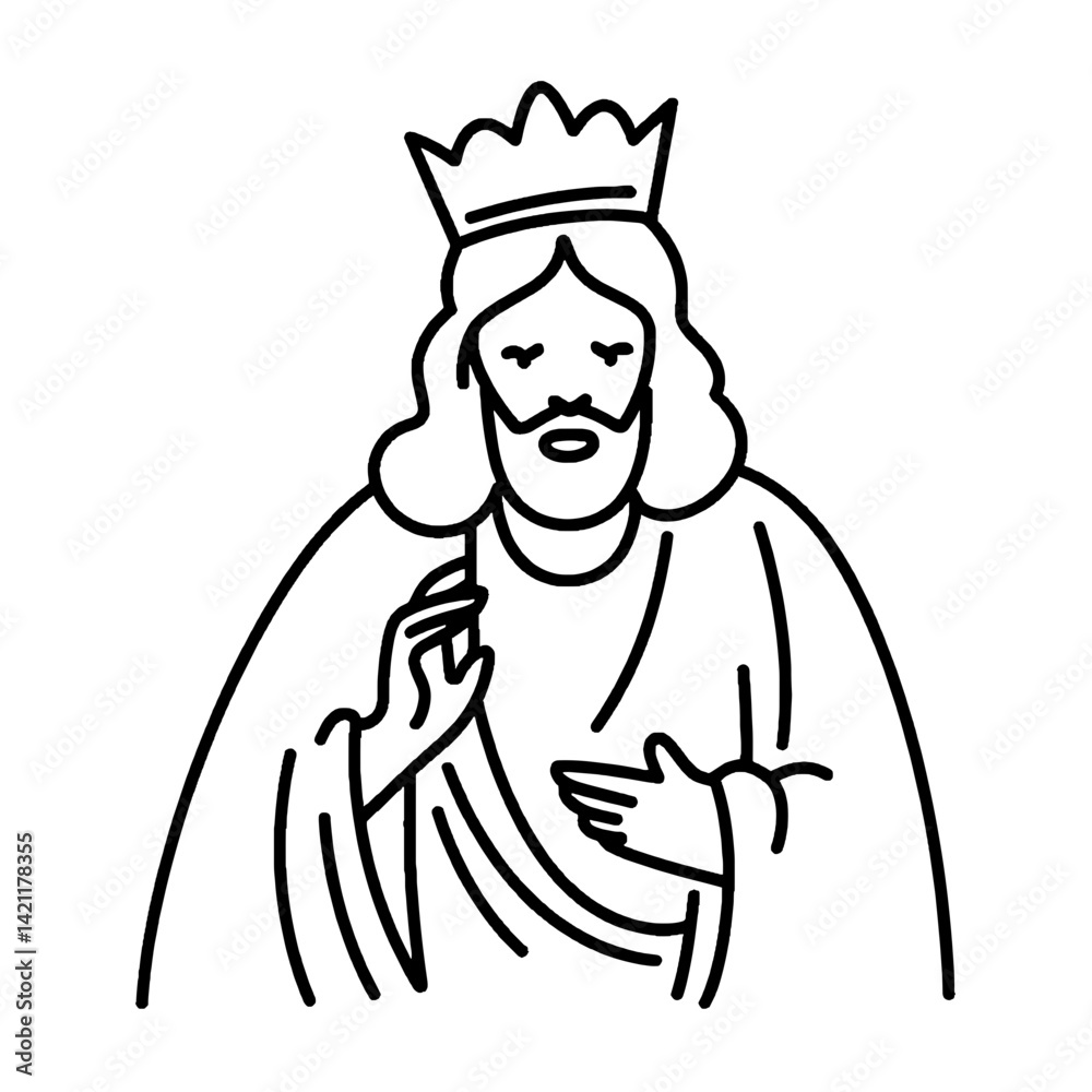 Christ The King Minimalistic Outline SVG Vector, line art Christ The King Minimalistic Outline SVG Vector, line art