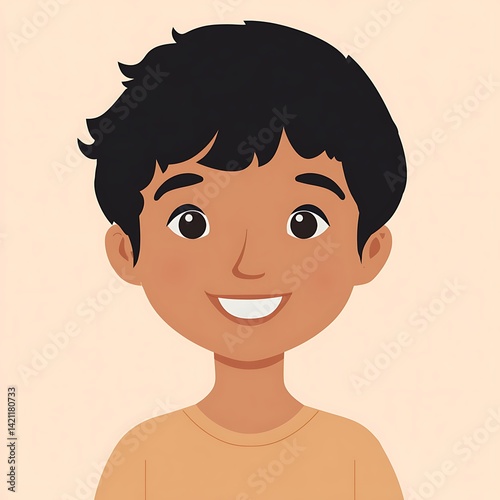 Obraz na płótnie Smiling Boy Portrait with Brown Hair and Peach Background w salonie