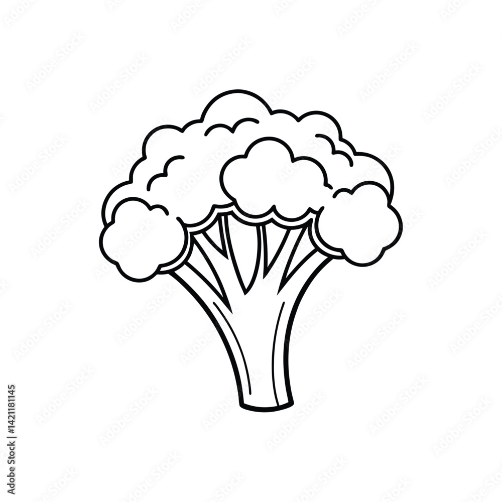 Broccoli icon vector line art on a white background