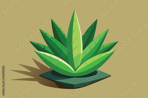 Vector illustration showcasing a simple, minimalist aloe vera plant with green leaves. Ideal for design, nature, and botanical themes.