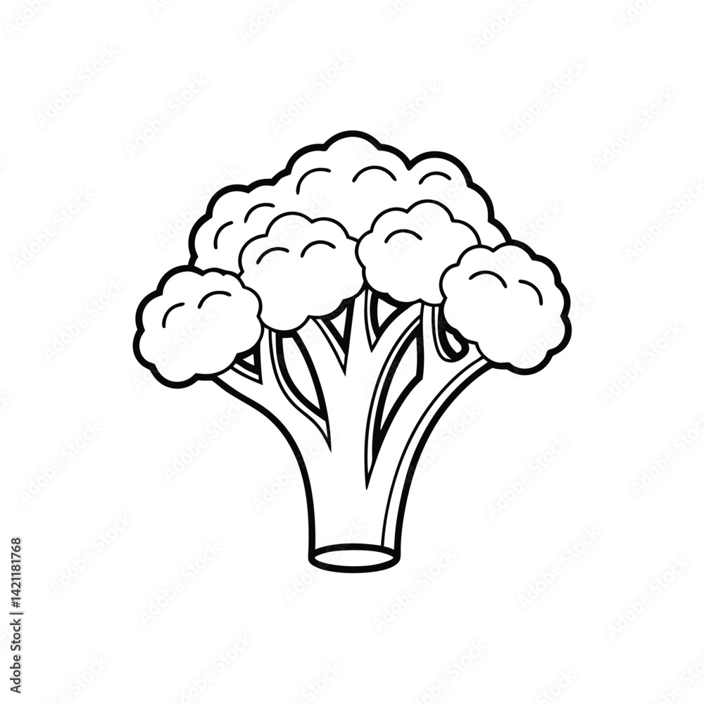Broccoli icon vector line art on a white background Broccoli icon vector line art on a white background