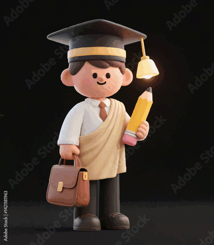 illustration of a Great Student Ready to Graduate Symbol of the Spirit of Science and the Future or people wearing a bachelor's toga