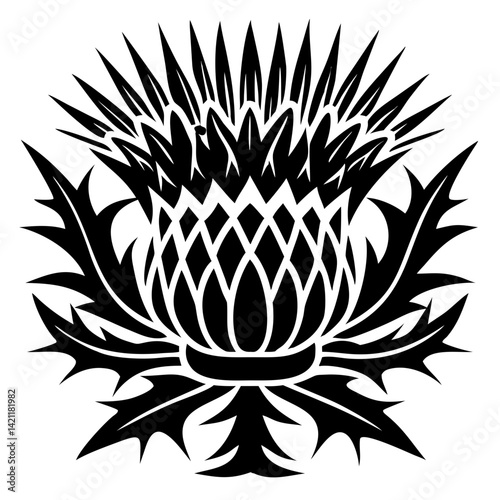Bold Thistle Flower Vector Emblem
