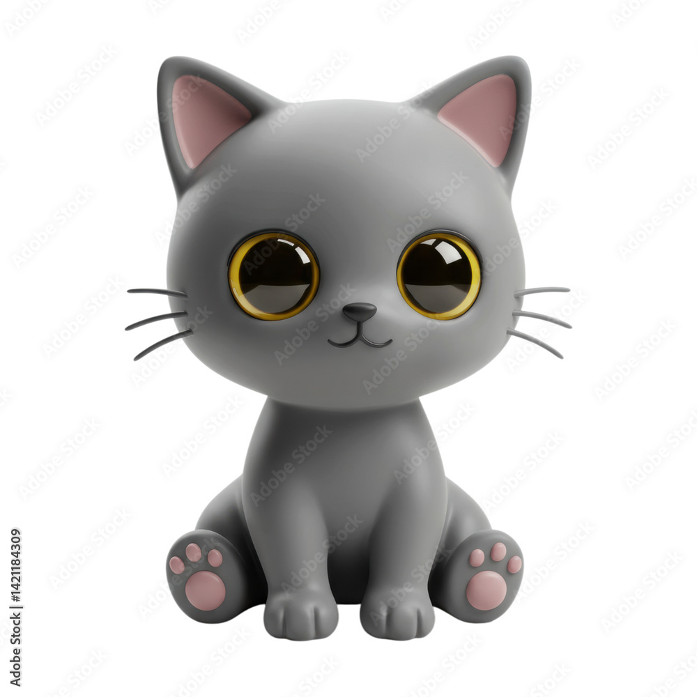 Obraz premium Gray kitten sitting cartoon