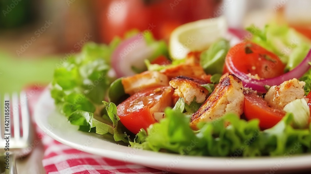 Fresh salad with grilled chicken and vegetables Fresh salad with grilled chicken and vegetables