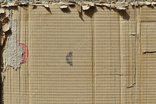 Obraz na płótnie Textured Cardboard Surface with Brown Tones Showing Damage and Peeling w salonie