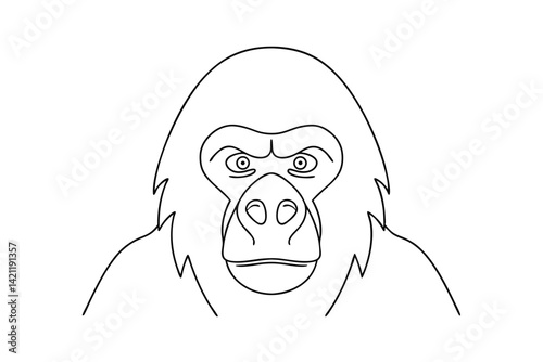 Gorilla outline simple vector illustration primate wildlife drawing animal design black and white mammal conservation