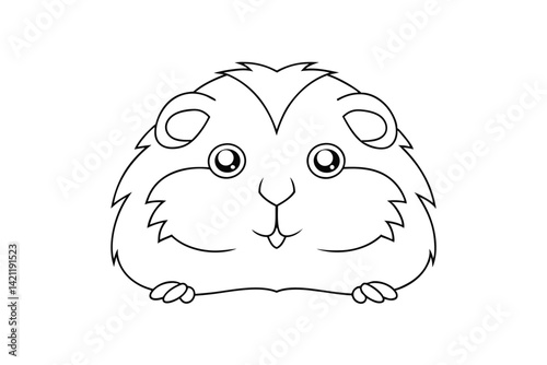 Cute cartoon guinea pig face vector illustration for coloring book or educational resources