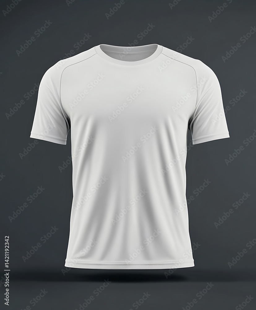 White Sport T-Shirt Mockup Isolated Against A Dark Gray Background