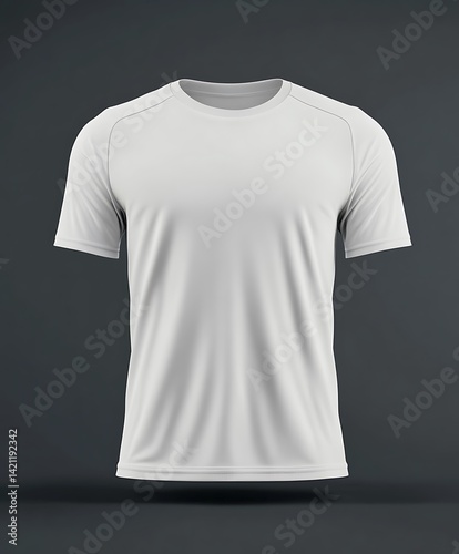 Obraz na płótnie White Sport T-Shirt Mockup Isolated Against A Dark Gray Background w salonie