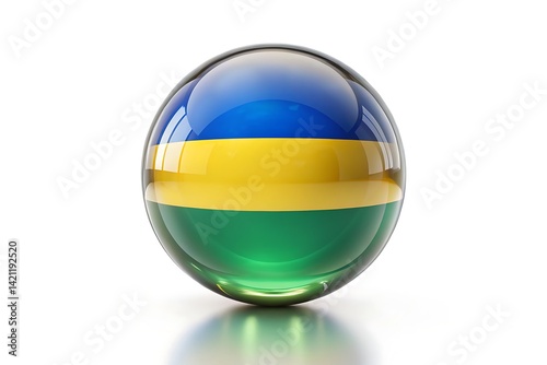 Glossy 3D Rendered Flag of Gabon
