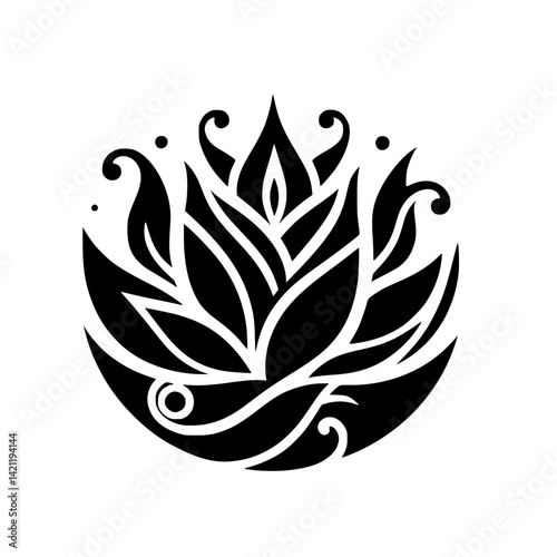 Black and White Floral Mandala Design, Minimalist and Elegant