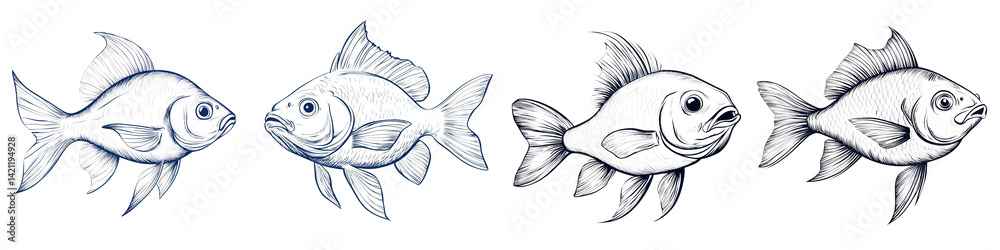 Fototapeta premium Simple fish outline with clean line art