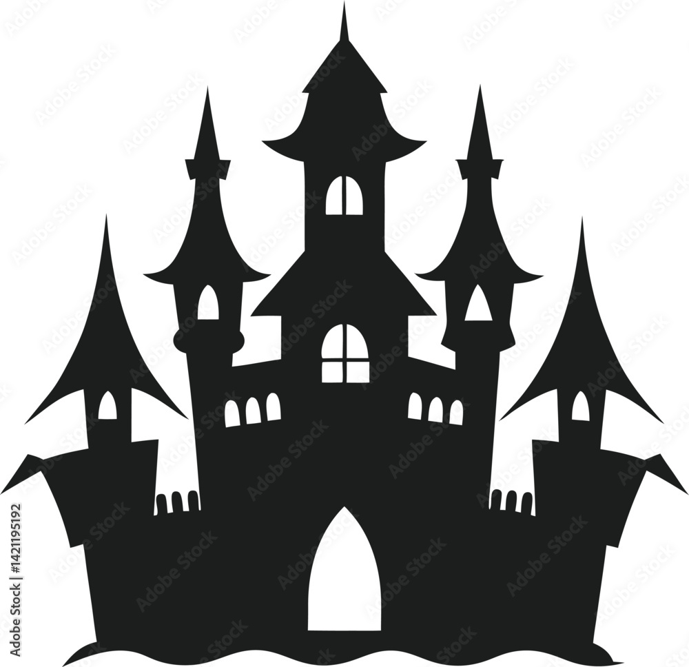 Minimalist Haunted Castle for Halloween Art Minimalist Haunted Castle for Halloween Art