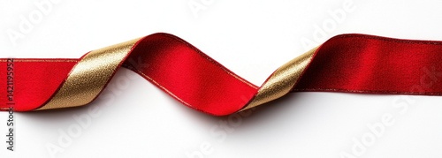Free Download Elegant Red and Gold Ribbon Twisting on a Bright White Background - GFXLoad