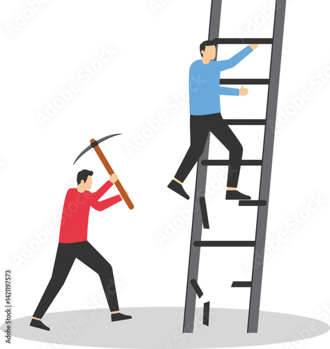 Business partner unethical competition concept. Concept business vector illustration, Flat business character, Cartoon style design. stock illustration

