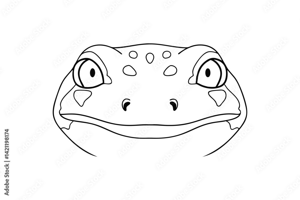 Stylized outlined frog face vector illustration line art simple design cartoon drawing for coloring books Stylized outlined frog face vector illustration line art simple design cartoon drawing for coloring books